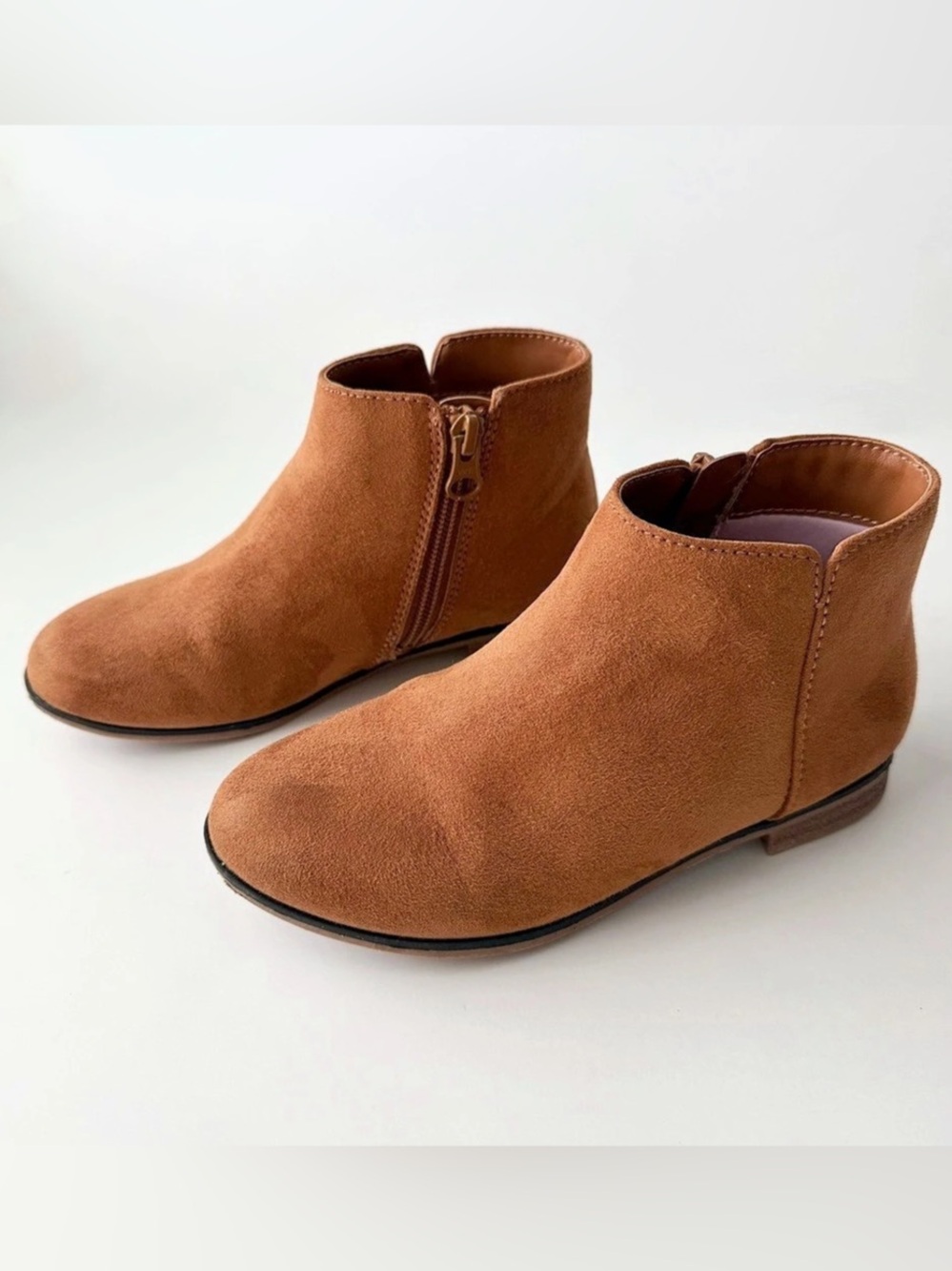 Girls’ Cat & Jack Opal Zipper Ankle Booties in Cognac Brown- Size 13